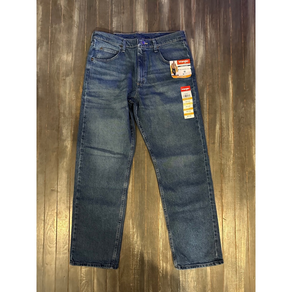 Wrangler Five Star Premium Denim Relaxed Fit Jeans Mens 34x32‎ Medium Wash Blue